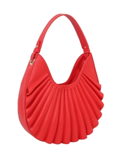Ruffle Fashion Hobo Handbag D-0636 RED